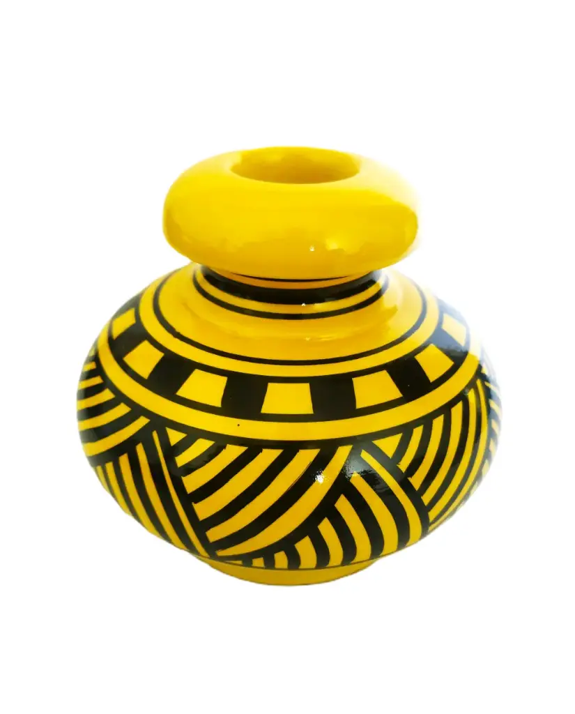 Flower Decorative Wooden vase Yellow(S)