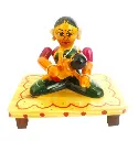 Handcrafted Wooden Musician Figure Devi 2 | Channapatna Toys Handicraft | Eco-Friendly Dasara Festival Decor & Cultural Art