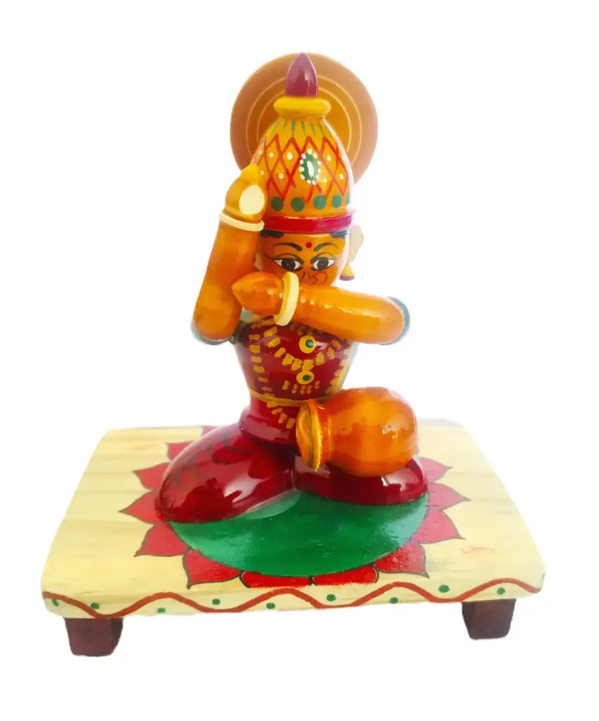 Handcrafted Wooden Musician Figure Devi 3 | Channapatna Toys Handicraft | Eco-Friendly Dasara Festival Decor & Cultural Art