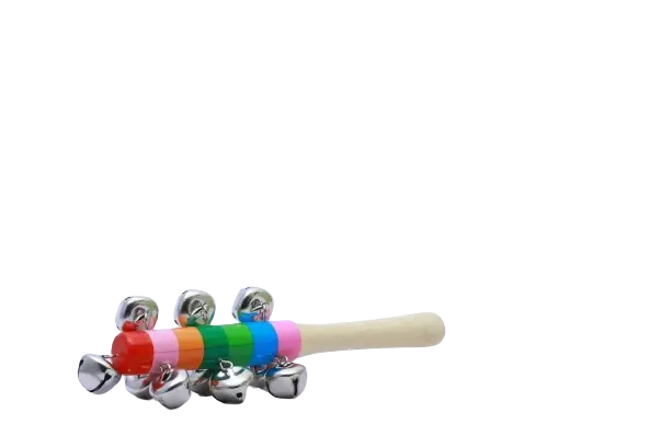 Wooden Rainbow Handle Jingle Bell Rattle