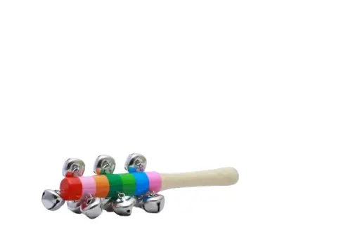 Wooden Rainbow Handle Jingle Bell Rattle